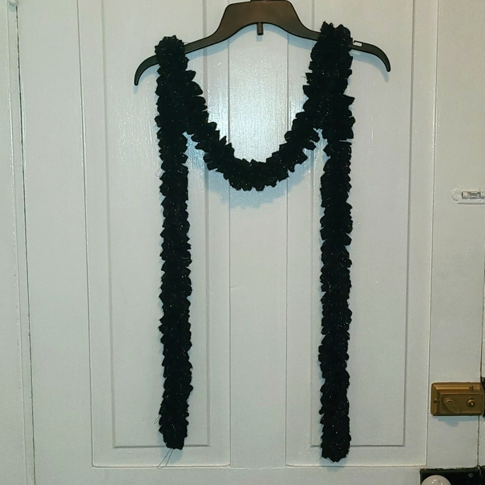 Black Shimmer Ruffle Scarf